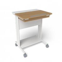 Costway Rolling Portable Desk Laptop Desk Wooden PC Table w/ Tilting Tabletop - thumbnail 2