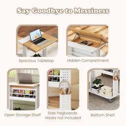 Costway Rolling Portable Desk Laptop Desk Wooden PC Table w/ Tilting Tabletop - thumbnail 7