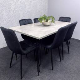 KOSY KOALA Dining Table With 6 Chairs Modern Grey Dining Table Set With 6 Black Velvet Chairs Dining Room Furniture in Brown - thumbnail 2