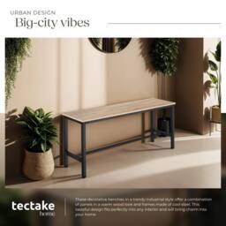 tectake Pair of Benches Fairfield 108 x 32.5 x 50 cm in Light Oak - thumbnail 5