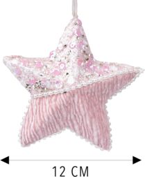 Shatchi 3Pcs Baby Pink Star 12cm - Christmas Tree Hanging Decorations Ornaments Fairy Tale Themed Xmas Tree Pendant - thumbnail 2