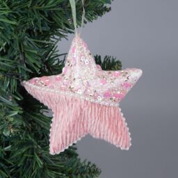 Shatchi 3Pcs Baby Pink Star 12cm - Christmas Tree Hanging Decorations Ornaments Fairy Tale Themed Xmas Tree Pendant - thumbnail 6