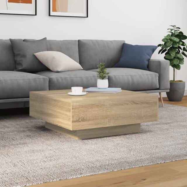 Berkfield Home Modern Coffee Table Sonoma Oak 80x80x31 cm Engineered Wood in Light Tan - Size: 80 x 80 x 31 cm - image 1