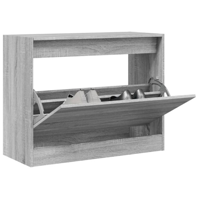 Berkfield Home Shoe Cabinet Grey Sonoma 80x34x63 cm Engineered Wood - Size: 80 x 34 x 63 cm - image 1