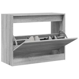 Berkfield Home Shoe Cabinet Grey Sonoma 80x34x63 cm Engineered Wood - Size: 80 x 34 x 63 cm - thumbnail 1