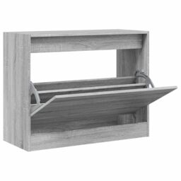 Berkfield Home Shoe Cabinet Grey Sonoma 80x34x63 cm Engineered Wood - Size: 80 x 34 x 63 cm - thumbnail 2