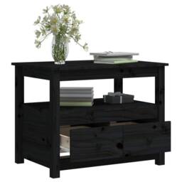 Berkfield Home Beautiful Coffee Table Black 71x49x55 cm Solid Wood Pine - Size: 71 x 49 x 55 cm - thumbnail 6
