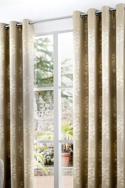 'Elmwood' Metallic Sheen Jacquard Pair of Eyelet Curtains