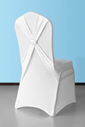 Neel Blue 10pcs Spandex Dining Chair Cover, Slipcover with Chair Band in White - thumbnail 2