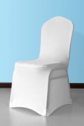 Neel Blue 10pcs Spandex Dining Chair Cover, Slipcover with Chair Band in White - thumbnail 1