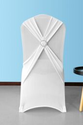 Neel Blue 10pcs Spandex Dining Chair Cover, Slipcover with Chair Band in White - thumbnail 4