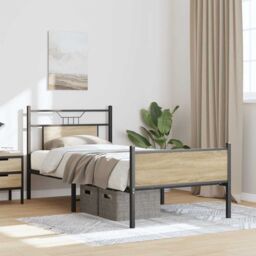 Berkfield Home Bed Frame without Mattress Sonoma Oak 90x190 cm Single Engineered Wood in Brown - thumbnail 5