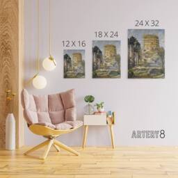 "Artery8 Water Tower in Hermsdorf Landscape Beckmann Canvas Wall Art - Size: W18"" x H24""" - thumbnail 4