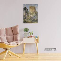 "Artery8 Water Tower in Hermsdorf Landscape Beckmann Canvas Wall Art - Size: W18"" x H24""" - thumbnail 3