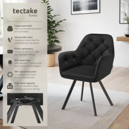 tectake Armchair Lucia Per Piece - Black - Size: 1 Pack - thumbnail 2
