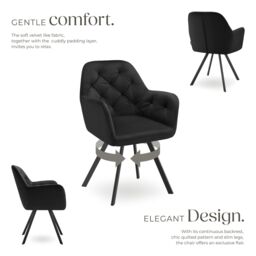 tectake Armchair Lucia Per Piece - Black - Size: 1 Pack - thumbnail 3