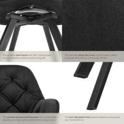 tectake Armchair Lucia Per Piece - Black - Size: 1 Pack - thumbnail 5