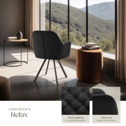 tectake Armchair Lucia Per Piece - Black - Size: 1 Pack - thumbnail 4