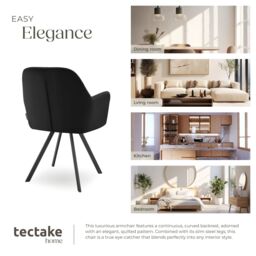 tectake Armchair Lucia Per Piece - Black - Size: 1 Pack - thumbnail 7