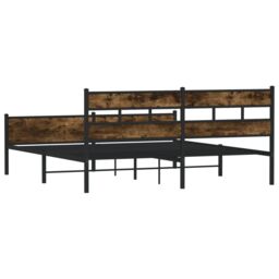 Berkfield Home Metal Bed Frame without Mattress Smoked Oak 180x200 cm Super King in Black - thumbnail 6