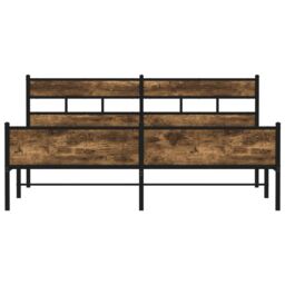 Berkfield Home Metal Bed Frame without Mattress Smoked Oak 180x200 cm Super King in Black - thumbnail 4