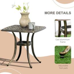 NESTLUNE 54 x 54cm Aluminium Outdoor Garden Side Table in Bronze - Size: 100 cm x 15 cm - thumbnail 3
