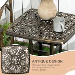NESTLUNE 54 x 54cm Aluminium Outdoor Garden Side Table in Bronze - Size: 100 cm x 15 cm - thumbnail 5