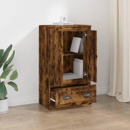 Berkfield Home Highboard Smoked Oak 60x35.5x103.5 cm Engineered Wood in Brown - thumbnail 1