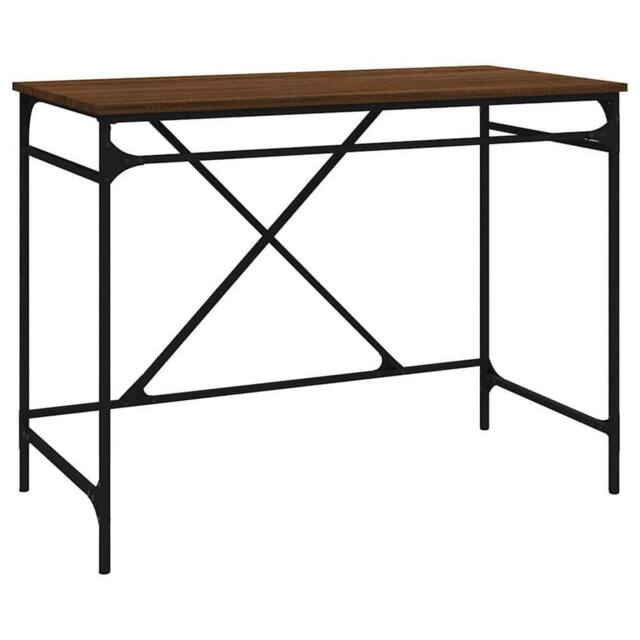 Berkfield Home Desk Brown Oak 100x50x75 cm Engineered Wood & Iron - Size: 100 x 50 x 75 cm - image 1