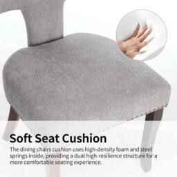 HomeTouch Set of 6 Linen Fabric Upholstered Dining Chairs Accent Chair in Grey - Size: 6 Pack - thumbnail 8
