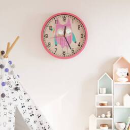 Berkfield Home Wall Clock Pink √ò25.5 cm Polystyrene & Glass - thumbnail 2