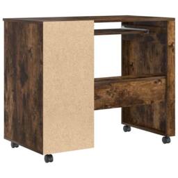 Berkfield Home Traditional Brown Computer Desk Smoked oak Engineered wood Compac - thumbnail 8