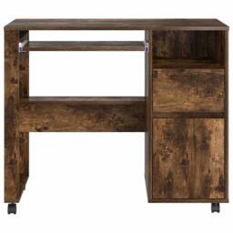 Berkfield Home Traditional Brown Computer Desk Smoked oak Engineered wood Compac - thumbnail 6