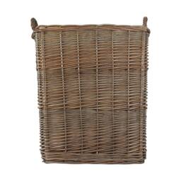 Red Hamper Tall Square Lined Wicker Log Basket With Hessian Lining in Brown - Size: Small - thumbnail 3