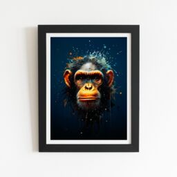 "Warren Reed - Designer Splashart Realistic Monkey Face Framed Art Print in Black - Size: W24"" x H36""" - thumbnail 2