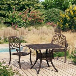 Berkfield Home 3 Piece Bistro Set Cast Aluminium Bronze in Brown