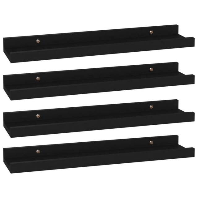 Berkfield Home Wall Shelves 4 pcs Black 40x9x3 cm - Size: 40 x 9 x 3 cm - image 1