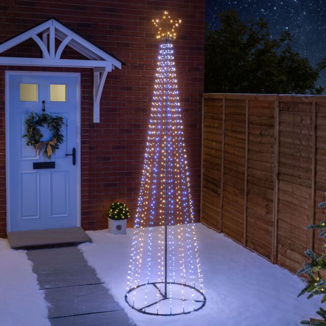 Christow Maypole Christmas Tree Micro LED Light Indoor Outdoor Decoration 1.4m 2.1m 2.5m in White - image 1