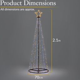 Christow Maypole Christmas Tree Micro LED Light Indoor Outdoor Decoration 1.4m 2.1m 2.5m in White - thumbnail 6