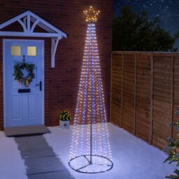 Christow Maypole Christmas Tree Micro LED Light Indoor Outdoor Decoration 1.4m 2.1m 2.5m in White - thumbnail 1