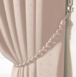 Luxury Living Elegant Luxury Beaded Curtain Tieback Pair - Handcrafted Decorative Holdbacks for Drapes & Curtains in Cream - thumbnail 2