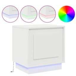Berkfield Home Bedside Cabinet with LED Lights White 44x34, 5x45 cm - thumbnail 4