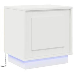 Berkfield Home Bedside Cabinet with LED Lights White 44x34, 5x45 cm - thumbnail 2