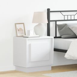 Berkfield Home Bedside Cabinet with LED Lights White 44x34, 5x45 cm - thumbnail 1