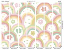 Origin Murals Rainbow Wobble Wall Mural in Green - Size: W300 cm x H240 cm - thumbnail 4