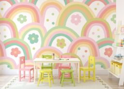 Origin Murals Rainbow Wobble Wall Mural in Green - Size: W300 cm x H240 cm - thumbnail 3
