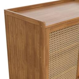 Havendro Shoe Rack Shoe Storage Cabinet Rattan Wood Stand Cupboard Unit in Brown - thumbnail 3