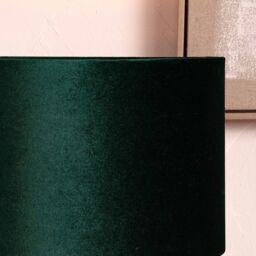 Ruma Forest Green Velvet Cylinder Shade for Table Lamps - Size: 12 inches - thumbnail 2