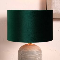 Ruma Forest Green Velvet Cylinder Shade for Table Lamps - Size: 12 inches - thumbnail 1