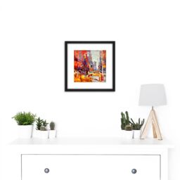 Artery8 Voka New York 7th Avenue Acrylic Painting 8X8 Inch Square Wooden Framed Wall Art Print Picture with Mount in Black - thumbnail 2